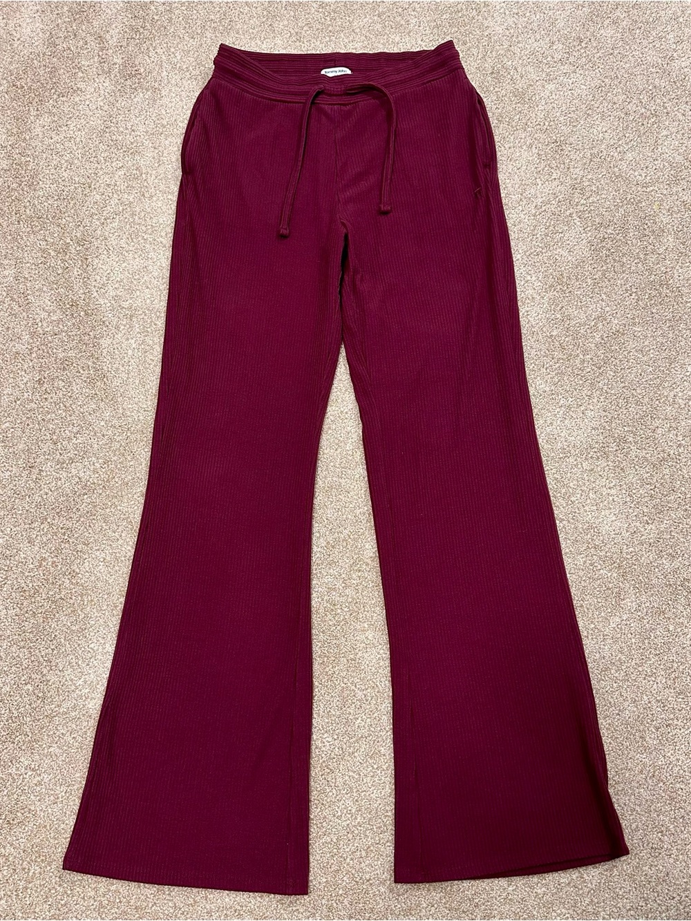 Tommy John Ribbed Lounge Pants Pajamas Burgundy Purple Soft Stretch XS